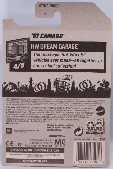 Hot Wheels '67 Camaro HW Dream Garage GTD32 - Dollar General Exclusive - Plus (+) a Bonus Hot Wheel - Rare