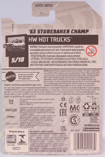 Hot Wheels '63 Studebaker Champ HW Hot Trucks HCT51 - Plus (+) a Bonus Hot Wheel