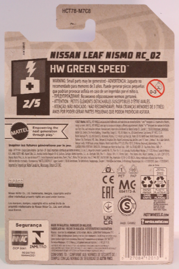 Hot Wheels Nissan Leaf NISMO RC_02 HW Green Speed HCT78 - Plus (+) a Bonus Hot Wheel