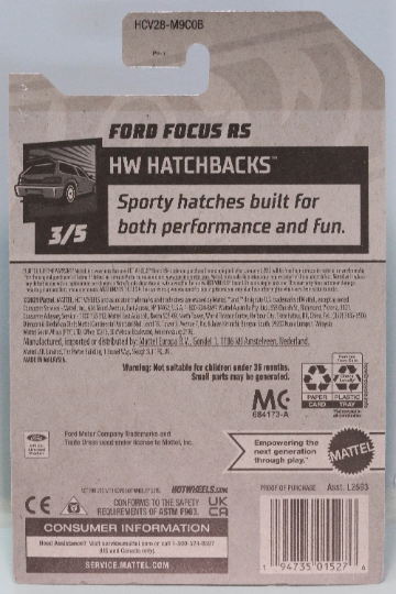 Hot Wheels Ford Focus RS HW Hatchbacks HCV28 - Plus (+) a Bonus Hot Wheel