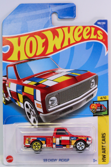 Hot Wheels '69 Chevy Pickup HW Art Cars HCV74 - Plus (+) a Bonus Hot Wheel