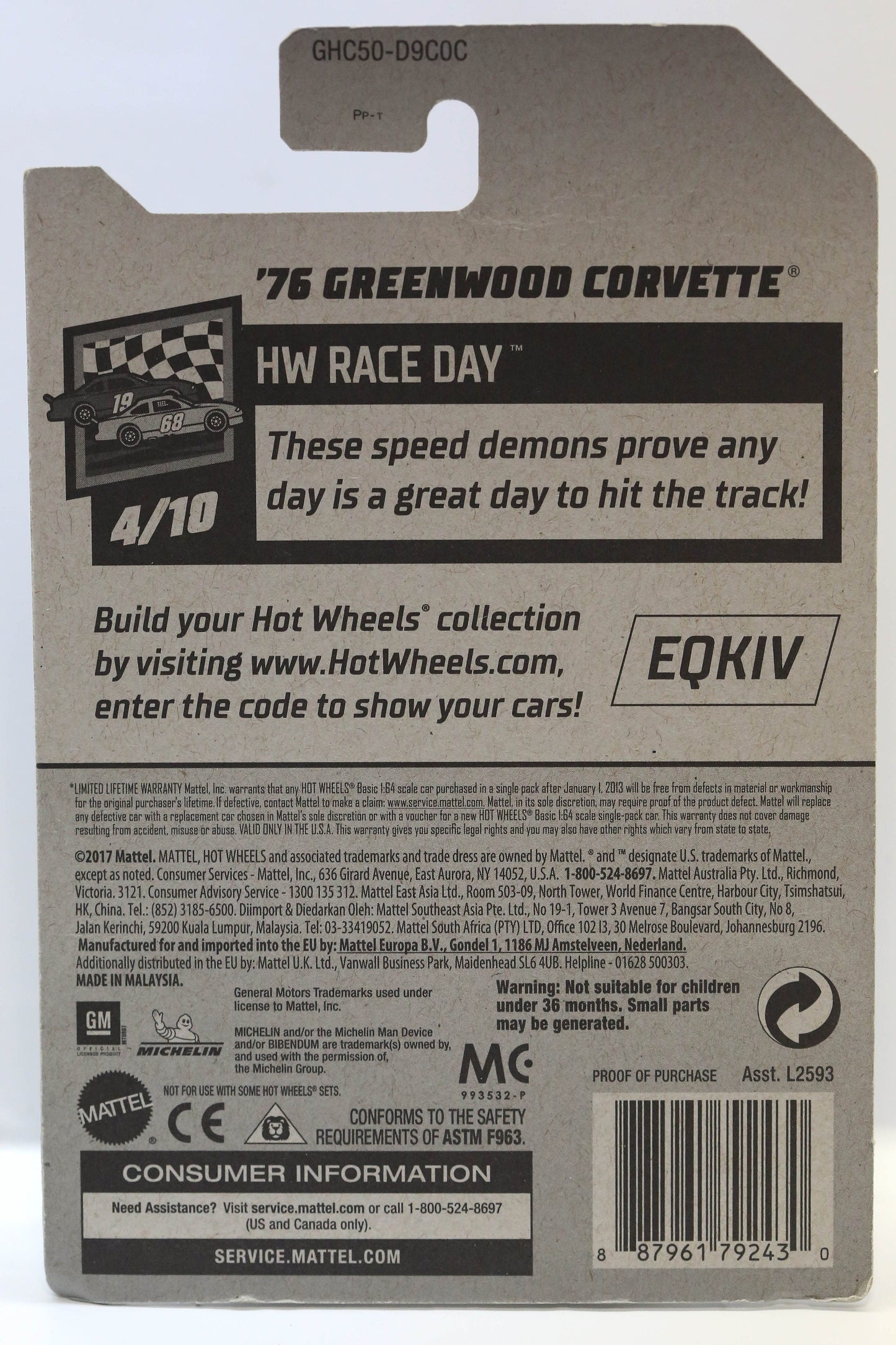 Hot Wheels '76 Greenwood Corvette HW Race Day GHC50 - Plus (+) a Bonus Hot Wheel