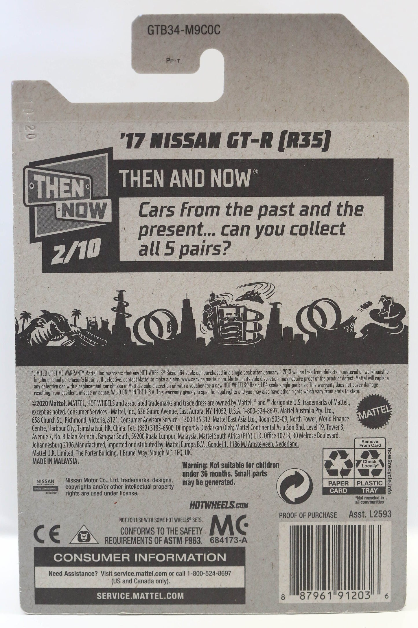 Hot Wheels '17 Nissan GT-R HW Then and Now GTB34 - Plus (+) a Bonus Hot Wheel