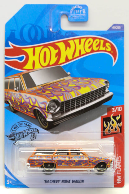 Hot Wheels '64 Chevy Nova Wagon HW Flames GHD61 - Plus (+) a Bonus Hot Wheel