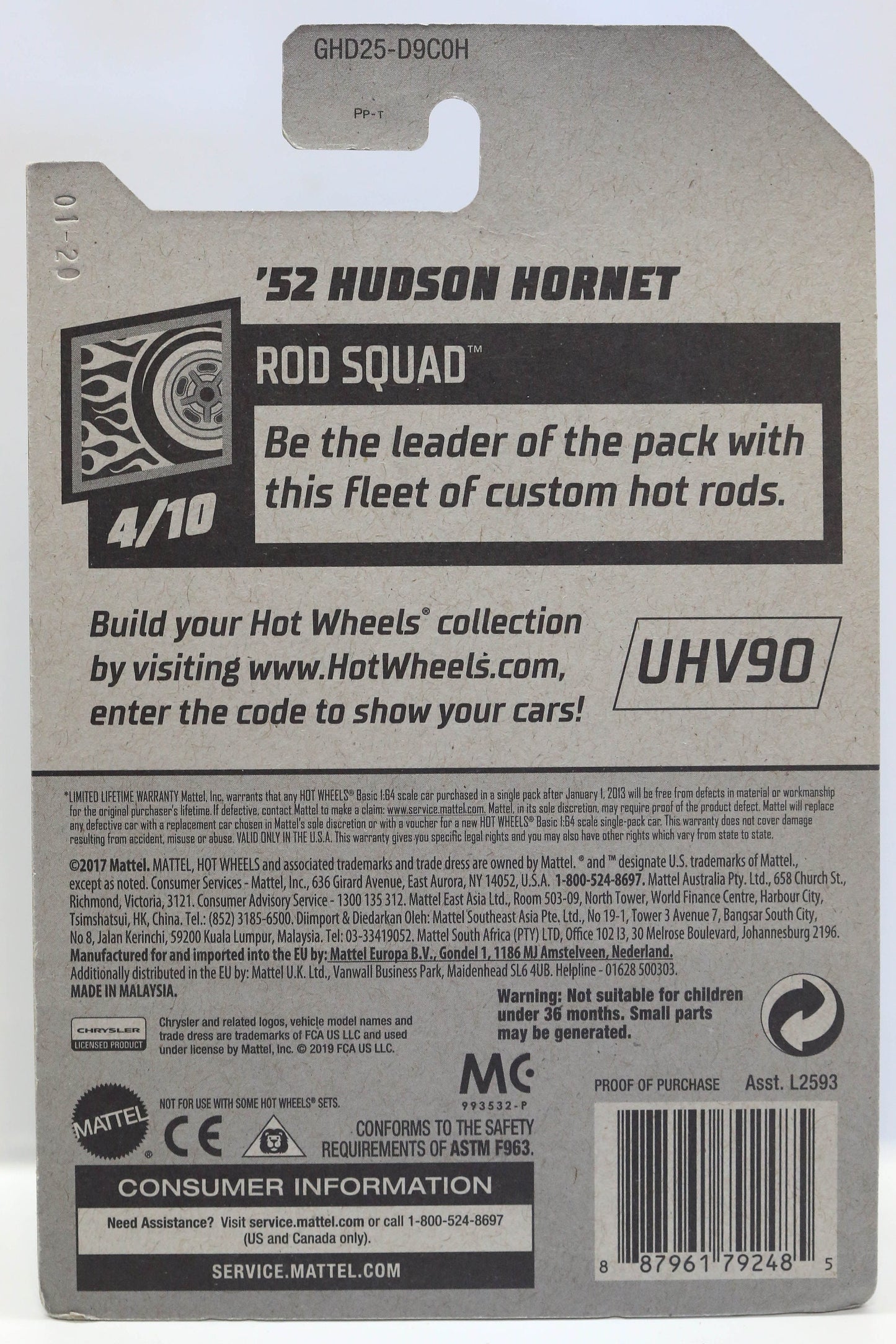 Hot Wheels '52 Hudson Hornet HW Rod Squad GHD25 - Plus (+) a Bonus Hot Wheel