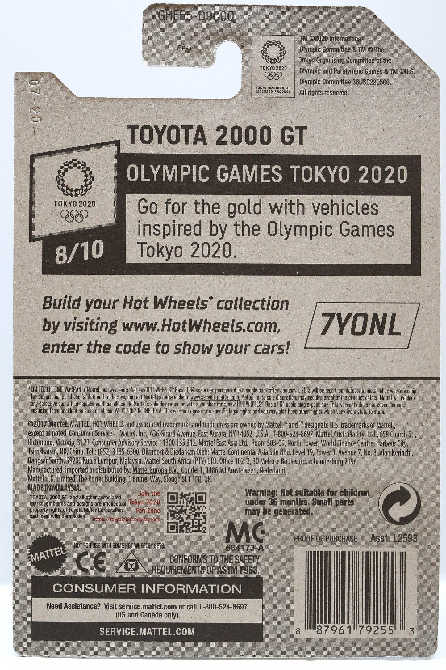 Hot Wheels Toyota 2000 GT HW Olympic Games Tokyo 2020 GHF55