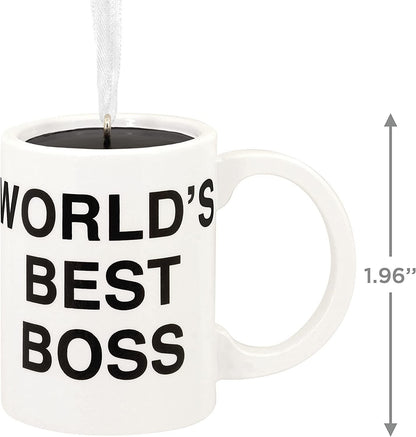 Hallmark The Office World's Best Boss Coffee Mug Christmas Ornament - 2HCM9116 - Dunder Mifflin