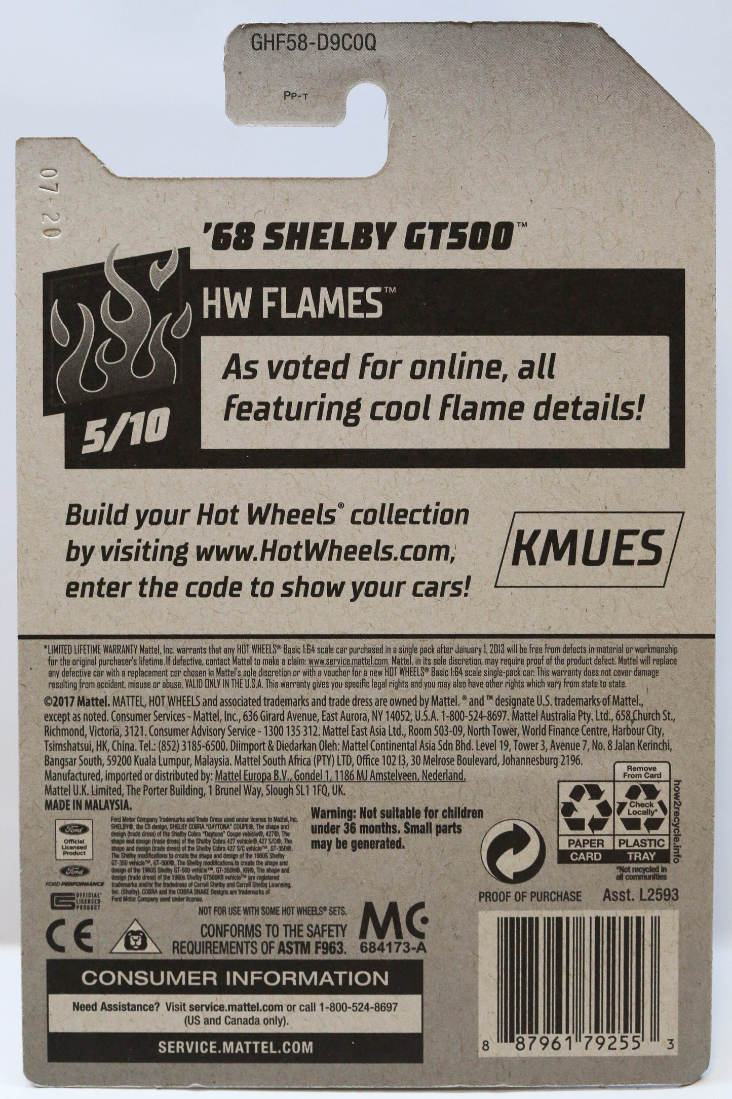 Hot Wheels '69 Shelby GT500 HW Flames GHF58 - Plus (+) a Bonus Hot Wheel