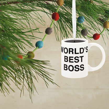 Hallmark The Office World's Best Boss Coffee Mug Christmas Ornament - 2HCM9116 - Dunder Mifflin