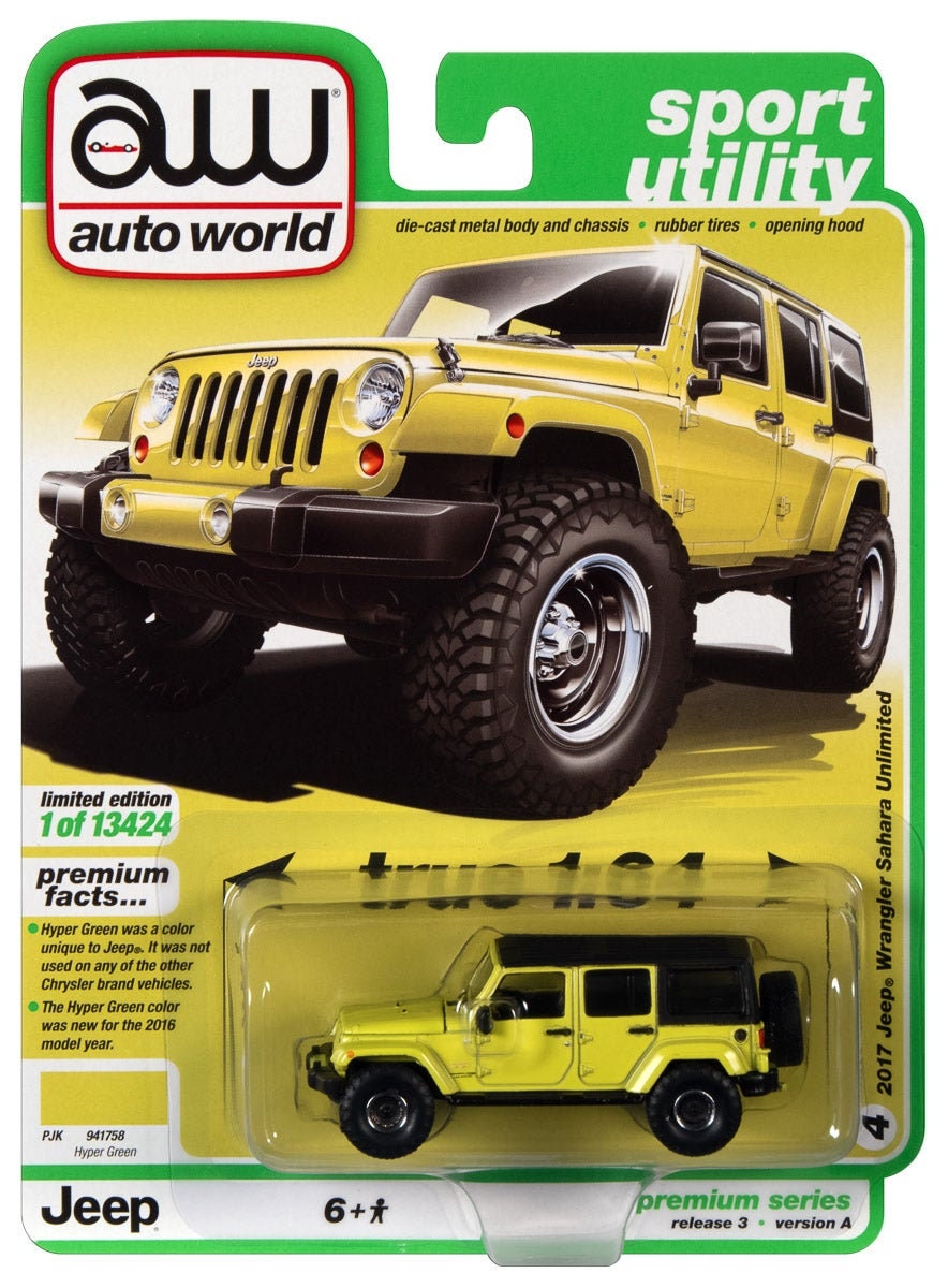 Auto World 2017 Jeep Wrangler Sahara Unlimited AWSP077A - Hyper Green