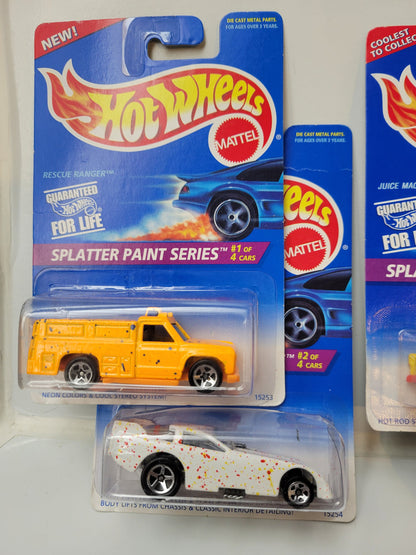 Vintage Hot Wheels 1996 Splatter Paint Series - Full Set - 15253 - Rare - Plus (+) a Bonus Hot Wheel